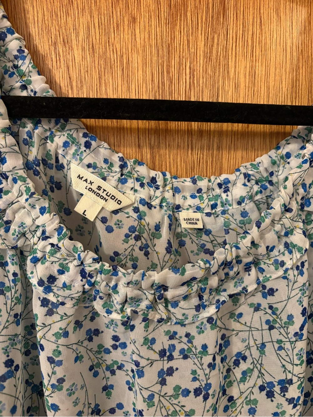 Max Studio Floral Ruffle Tie-Sleeve Peasant Top - Picture 4 of 7